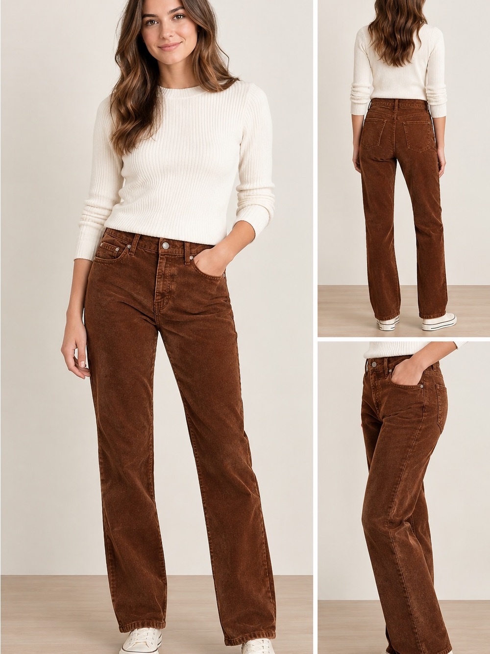 Well Worn Straight-Leg Corduroy Jeans in Chestnut Brown